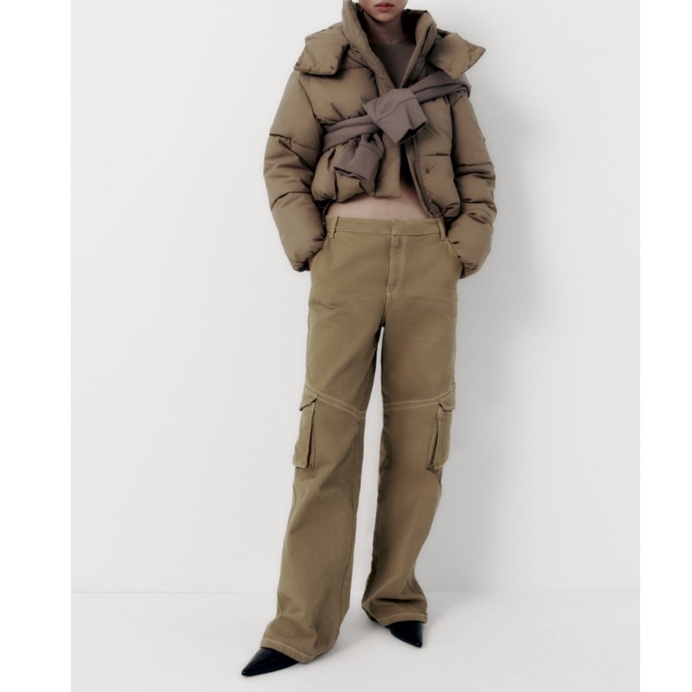 NWT Zara high waisted wide leg cargo pants - Picture 2 of 7